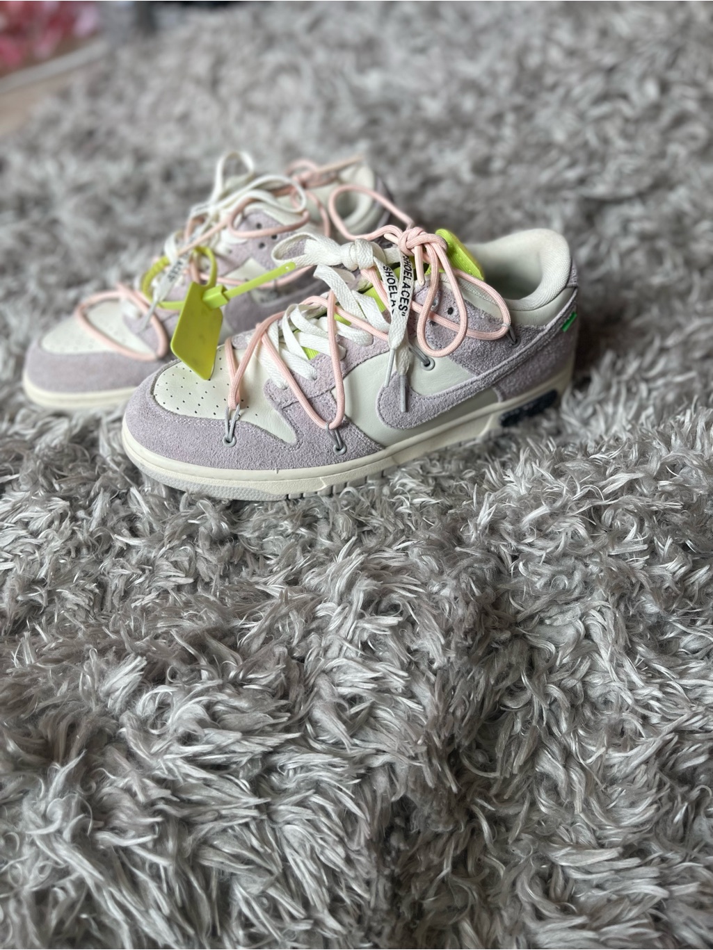 Off-White Men's Low-Top Sneakers In Light Purple, White And Neon Yellow